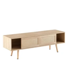 Rattan TV Stand, Entertainment Center With Sliding Doors, TV Console Cabinet With Adjustable Shelf, Natural-ModernLuxe -Lush Living Store GUEST c5d2ec34 baa1 42b9 92ca ad15e55bbe5d