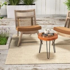Costway Round End Table Accent Side Table Reclaimed Teak Wood Plant Stand Patio Rustic -Lush Living Store GUEST c5d81d8a da33 462b b30a 1504bc81cfd0