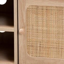 Elsbeth Wood And Natural Rattan 2 Door TV Stand For TVs Up To 40" Light Brown/Natural Brown - Baxton Studio -Lush Living Store GUEST c5ebd219 0bc7 41e8 9704 7e99041d472b