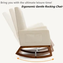 Tangkula Mid Century Rocking Chair Comfortable Rocker Modern High Back Armchair Beige -Lush Living Store GUEST c62260d9 4cef 4391 b9c0 0de1cb809e75