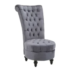 HOMCOM Retro High Back Armless Royal Accent Chair Fabric Upholstered Tufted Seat For Living Room, Dining Room And Bedroom -Lush Living Store GUEST c6fda0ab fcc4 4c3d ac3e 0e9a60bc48d1