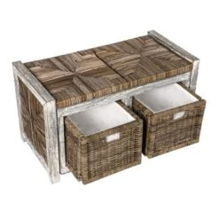 Happimess Rustic 30" 2 Drawer Wicker Storage Bench, Gray -Lush Living Store GUEST c728b8fc 2c22 461d a3b2 c4c117d243af