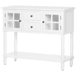HOMCOM Vintage Console Table With 2 Drawers And Cabinets, Retro Sofa Table For Entryway, Living Room And Hallway, White 9 HOMCOM Vintage Console Table With 2 Drawers And Cabinets, Retro Sofa Table For Entryway, Living Room And Hallway, White -Lush Living Store GUEST c736a7ea 903b 40a2 92fe b1ff8e0b304e