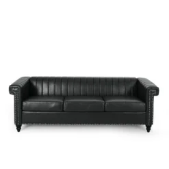 Drury Contemporary Channel Stitch 3 Seater Sofa With Nailhead Trim - Christopher Knight Home -Lush Living Store GUEST c76fd34a 71d9 4417 886c c1578ecad0e3