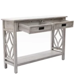 LuxenHome Gray Wood 2-Drawer 1-Shelf Console And Entryway Table -Lush Living Store GUEST c7f49a02 5fc5 4017 8f95 ab7e160da4bd