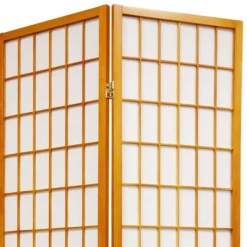 6 Ft. Tall Window Pane Shoji Screen - Honey (3 Panels) -Lush Living Store GUEST c8c1005c e227 4317 90c0 b1cec6ee72cd