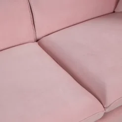 Velvet Upholstered Sofa With Armrest Pockets, 2 Pillows And Golden Metal Legs-ModernLuxe -Lush Living Store GUEST c8d41cdf aad3 4651 9552 1bdf8c141d8d