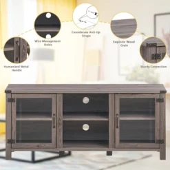 Costway TV Stand Entertainment Center For TV's Up To 65'' W/ Storage Cabinets Deep Taupe -Lush Living Store GUEST c922d997 ff5b 4223 af6c 7ebff29c58c5