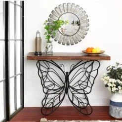 LuxenHome Wood Top Metal Butterfly Accent Console And Entry Table -Lush Living Store GUEST c9457c5c 2410 4059 99f2 f936a8e50e0d