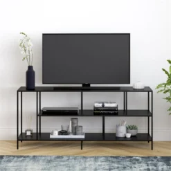 Three-Shelf TV Stand In Black - Henn&Hart -Lush Living Store GUEST c948d745 d8ac 476f 9772 22ab1730f71c
