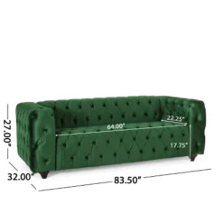 Sagewood Contemporary Velvet Tufted 3 Seater Sofa Emerald/Espresso - Christopher Knight Home -Lush Living Store GUEST c977c5d2 d191 491e a91f d79ac037e69e