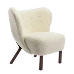 Modern Accent Chair Lambskin Wingback Tufted Side Chair With Solid Wood Legs-ModernLuxe -Lush Living Store GUEST c9884299 ff05 48ae 923f 65dfa1335d2b