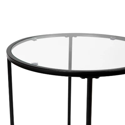 Flash Furniture Astoria Collection Round End Table - Modern Clear Glass Accent Table With Matte Black Frame 5 Flash Furniture Astoria Collection Round End Table - Modern Clear Glass Accent Table With Matte Black Frame - Image 3