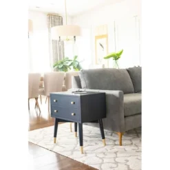 Knox 2 Drawer Side Table With Brass Accents - East At Main