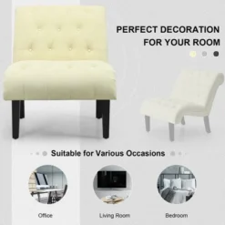 Costway Armless Accent Chair Upholstered Tufted Lounge Chair Wood Leg -Lush Living Store GUEST c9bf5f35 b606 4443 962a 3e6539b8ce40