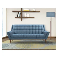 Cobra Mid-Century Modern Sofa Blue Linen/Walnut - Armen Living -Lush Living Store GUEST c9cfebc5 1a79 45d2 b851 a36a26ab2f99