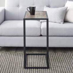 23" Modern Rectangle Two-Tone C Side Table With Metal Base - Saracina Home -Lush Living Store GUEST c9fb0f6a 1baa 4f46 9ad4 ca78b73dae1e