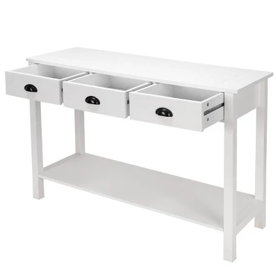 Costway 47" Console Table Hall Table Side Desk Accent Table Drawers Shelf Entryway White 8 Costway 47" Console Table Hall Table Side Desk Accent Table Drawers Shelf Entryway White - Image 6