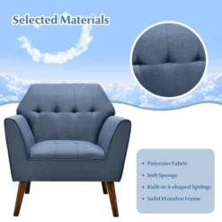Costway Modern Tufted Fabric Accent Chair Upholstered Armchair With Rubber Wood Legs Blue/Grey 18 Costway Modern Tufted Fabric Accent Chair Upholstered Armchair With Rubber Wood Legs Blue/Grey -Lush Living Store GUEST ca2b3d59 0d93 4995 981b 8445c0c00c61