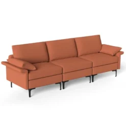 Costway Modern Modular Fabric 3-Seat Sofa Couch Living Room Furniture W/ Metal Legs RedGreen -Lush Living Store GUEST ca30d4a9 6fa2 41be 8844 12a6a0edb94b