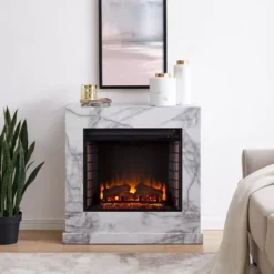 Dridun Faux Marble Fireplace White/Gray - Aiden Lane 34 Dridun Faux Marble Fireplace White/Gray - Aiden Lane -Lush Living Store GUEST ca373c96 3484 4635 98cc 101cfb74d607