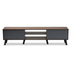 Clapton Multi Toned Wood TV Stand For TVs Up To 75" Gray/Brown - Baxton Studio -Lush Living Store GUEST ca5f7d46 dc33 4d78 98d7 2a0918b03421