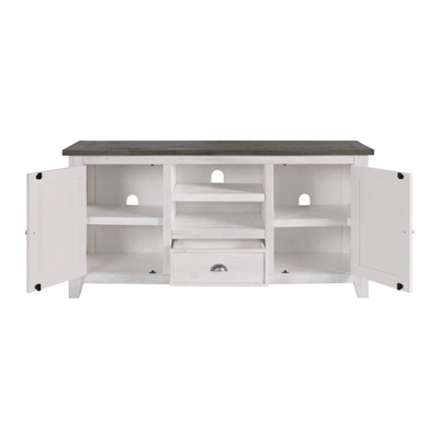 Monterey Solid Wood TV Stand In White With Gray Top - Martin Svensson Home 6 Monterey Solid Wood TV Stand In White With Gray Top - Martin Svensson Home - Image 4