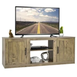 Costway 58'' TV Stand Entertainment Console Center W/ 2 Cabinets For 65'' TV NaturalBlackWalnut -Lush Living Store GUEST caecf292 9800 4db9 b6c9 87657e1dc247