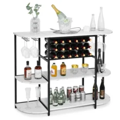 Tangkula Wine Rack Table Coffee Bar Cabinet Freestanding Liquor Stand Glass Holder -Lush Living Store GUEST cb106cac 1db6 4b08 9462 9e72020e1f3c