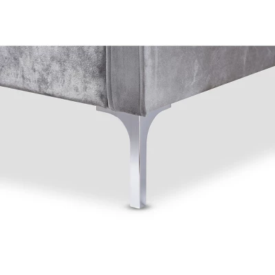 Baxton Studio Clara Velvet Fabric Upholstered 2 Seater Loveseat Gray - BaxtonStudio 6 Baxton Studio Clara Velvet Fabric Upholstered 2 Seater Loveseat Gray - BaxtonStudio - Image 4