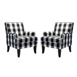 Set Of 2 Sara Upholstered Accent Arm Chair With Nail Head Trim | Karat Home-Stripe Red -Lush Living Store GUEST cb459afb 7bb2 40df a800 606016908148