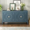 Retro 60" Sideboard With Circular Groove Design And Round Metal Handle-ModernLuxe -Lush Living Store GUEST cb4671eb 396b 4d90 9677 b3c8a1fcd61c