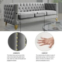 Living Room Modern Velvet Sofa With Button Tufted Square Arms And Metal Legs - ModernLuxe 25 Living Room Modern Velvet Sofa With Button Tufted Square Arms And Metal Legs - ModernLuxe -Lush Living Store GUEST cbd3db51 8ceb 4c1d b6c2 d01e2424c230