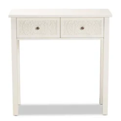 Lambert Wood 2 Drawer Console Table White - Baxton Studio -Lush Living Store GUEST cbd57746 4ab2 457f 8f0d 2c609e589946