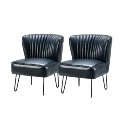 Set Of 2 Eustacio Mid-back Vegan Leather Accent Side Chair | Karat Home-TURQUOISE -Lush Living Store GUEST cc974e1f 17ef 480c a554 1a2775e4b318