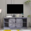 GHQME 58-Inch Sliding Barn Door Wooden Farmhouse Universal TV Stand Media Console Table With Adjustable Shelves And 220 Pound Capacity, Gray -Lush Living Store GUEST cca46c97 fce2 466f b1cd 53c5b5fba355