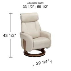 BenchMaster Taupe Faux Leather Swivel Recliner Chair Modern Armchair Comfortable Manual Reclining Footrest For Bedroom Living Room -Lush Living Store GUEST ccc621a5 13c6 4c8a a1bc a849f02a36e8