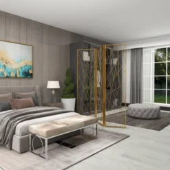 Glam Metal Geometric Room Divider Screen Gold - Olivia & May -Lush Living Store GUEST ccca557c e347 41f9 9995 202b682a3361