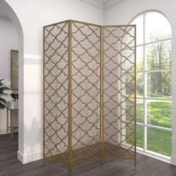 Modern Metal Filigree Room Divider Screen Gold - Olivia & May -Lush Living Store GUEST cce9feee 34ed 4e9e ba3c 0da1769ee4ce