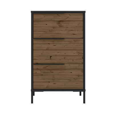 Wood And Metal Office Accent Storage Cabinet With 3 Drawers Brown/Black - The Urban Port 3 Wood And Metal Office Accent Storage Cabinet With 3 Drawers Brown/Black - The Urban Port