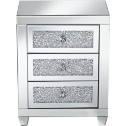 Studio 55D Modern Mirrored Rectangular Accent Side End Table 20" X 14" With 3-Drawer Silver Glass Crystal Living Room Home House 14 Studio 55D Modern Mirrored Rectangular Accent Side End Table 20" X 14" With 3-Drawer Silver Glass Crystal Living Room Home House -Lush Living Store GUEST cd7a7ce2 75ea 4039 9b1d 2a82f26cc8d5