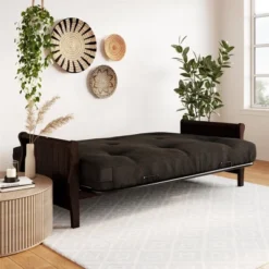 Full Chester Wood Arm Futon Frame With 8" Microfiber Mattress - Room & Joy -Lush Living Store GUEST ce3ba850 c443 40c2 a7cb 6d64d1444b19