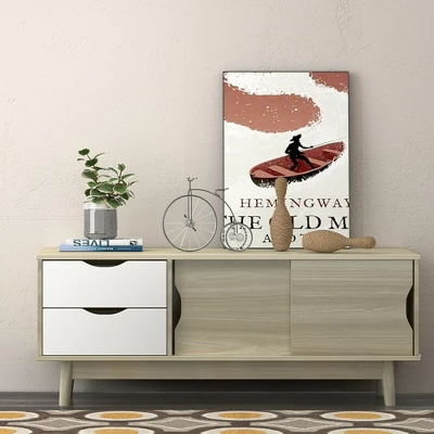 Costway TV Stand For TV Up To 60'' Media Console Table Storage With Doors Walnut/Oak 5 Costway TV Stand For TV Up To 60'' Media Console Table Storage With Doors Walnut/Oak - Image 3