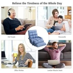 Costway Folding Floor Armchair W/6-position Adjustable Back & Lumbar Pillow Blue -Lush Living Store GUEST cec82a8b cce6 41bd a067 d9902a66b5b7