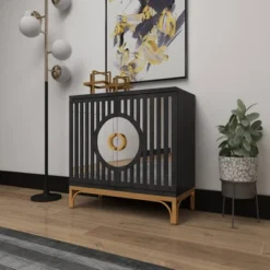 Art Deco Contemporary Mirrored Wood Cabinet Black - Olivia & May 41 Art Deco Contemporary Mirrored Wood Cabinet Black - Olivia & May -Lush Living Store GUEST cf35de46 b6ab 409f 9619 3cc88feca6a9