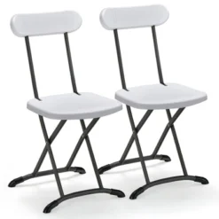 Costway 2-Pack Folding Chair With Metal Curved Feet Wide Seat & Ergonomic Backrest Black/White -Lush Living Store GUEST cfa1d69b ec9d 45cf 8917 8bb4b2cffdda