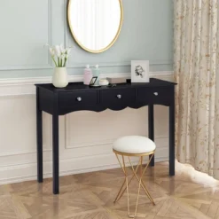 Costway Console Table Hall Table Side Table Desk Accent Table 3 Drawers Entryway Black -Lush Living Store GUEST cfde04db 07c2 47b5 8047 b407aa83367d