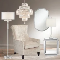 Studio 55D Modern Mirrored Rectangular Accent Side End Table 21" X 16" With Open Shelf Beveled For Living Room Bedroom Bedside -Lush Living Store GUEST d02fb2a7 24f8 4e7b 957e ff4a4f42c4ae