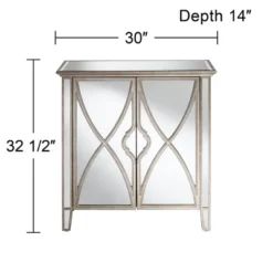 Studio 55D Glam Wood Finish Mirrored Rectangular Accent Cabinet 48" X 24" Silver Magnetic Closure Two-Door For Living Room House -Lush Living Store GUEST d04664ba 3572 4a04 a006 bb6da7d4d477