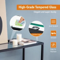 Costway Entryway Console Sofa Side Table W/Tempered Glass For Entrance Living Room -Lush Living Store GUEST d06ff369 ab36 45b0 9daa 6b24cc32de27